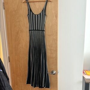 Chic Black and White Striped Maxi Dress